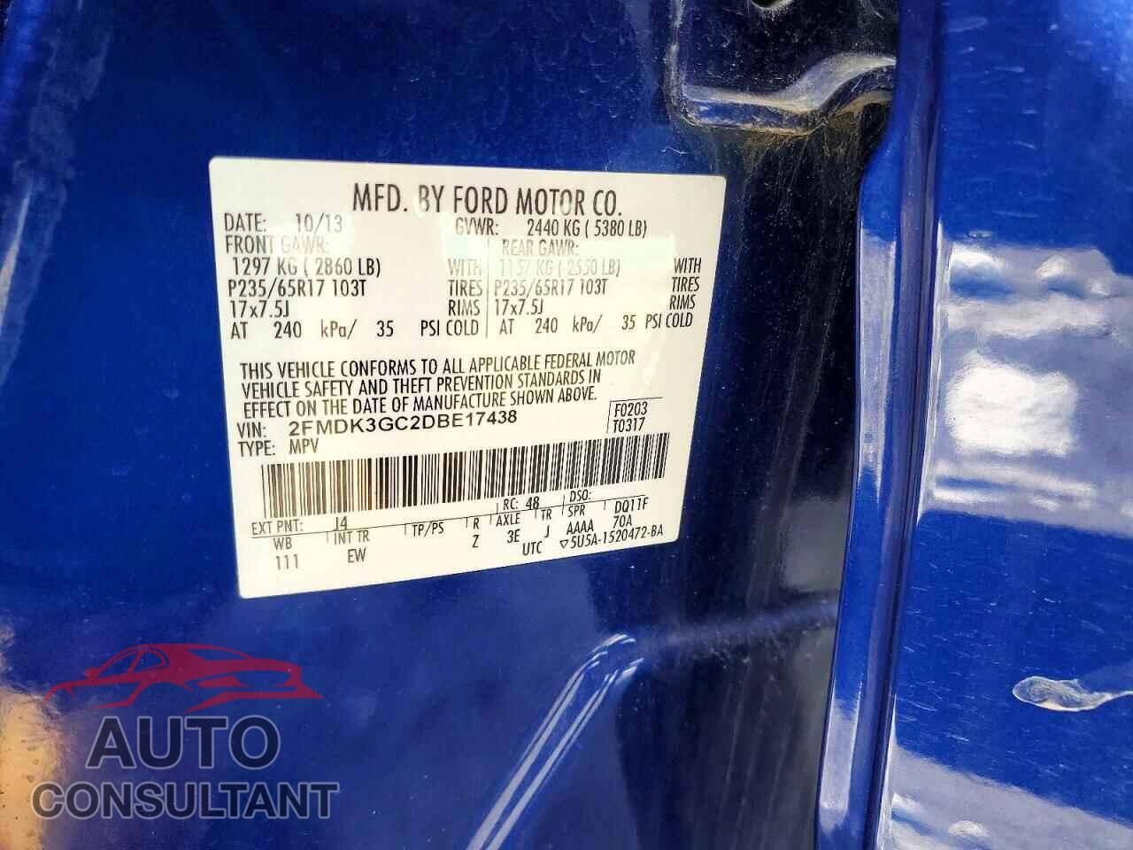 FORD EDGE 2013 - 2FMDK3GC2DBE17438