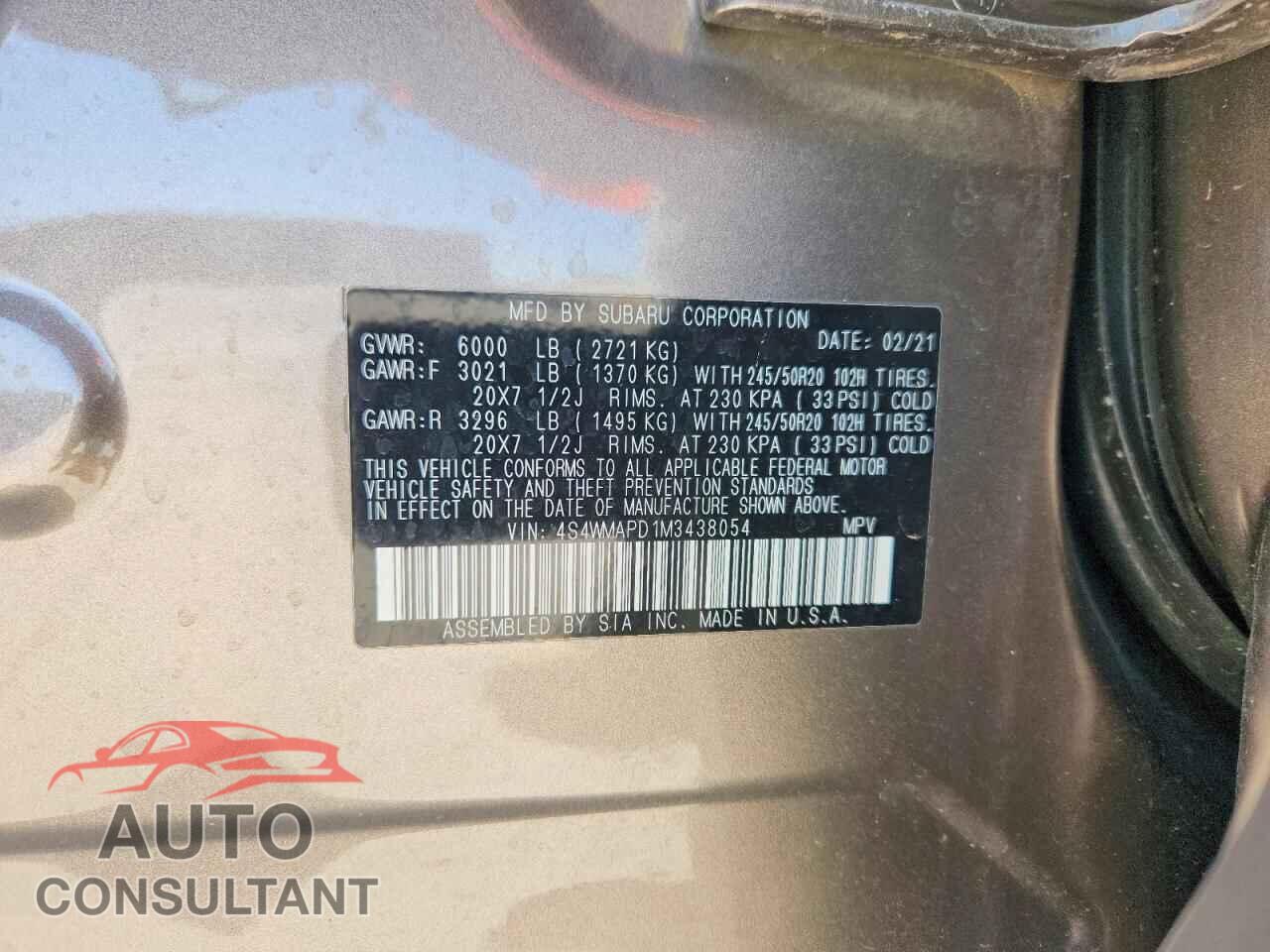 SUBARU ASCENT 2021 - 4S4WMAPD1M3438054