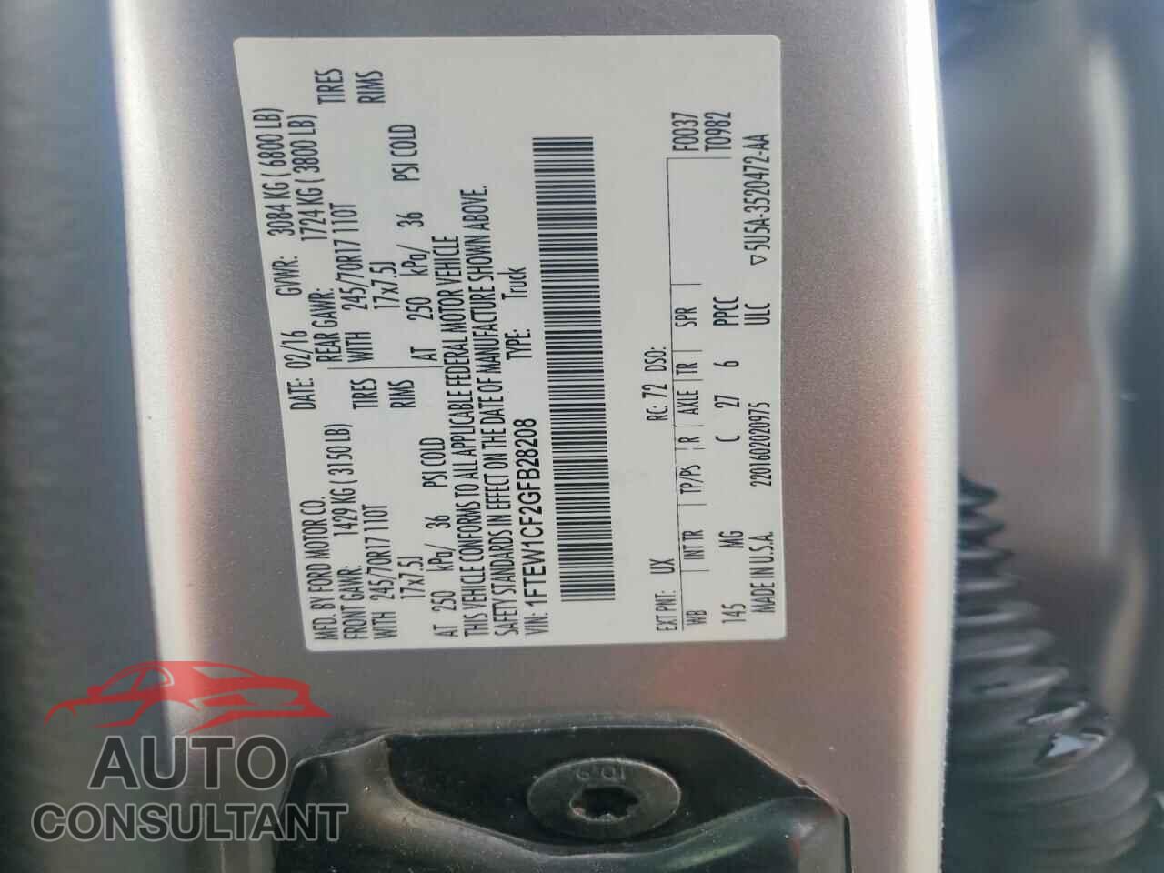 FORD F-150 2016 - 1FTEW1CF2GFB28208