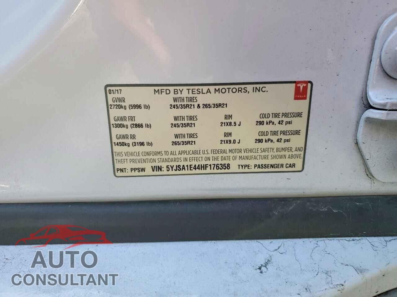 TESLA MODEL S 2017 - 5YJSA1E44HF176358