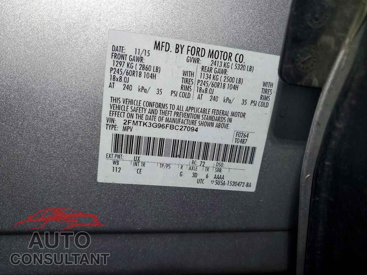FORD EDGE 2015 - 2FMTK3G96FBC27094