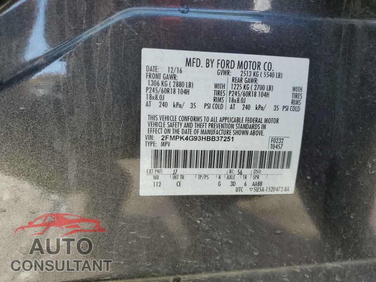 FORD EDGE 2017 - 2FMPK4G93HBB37251