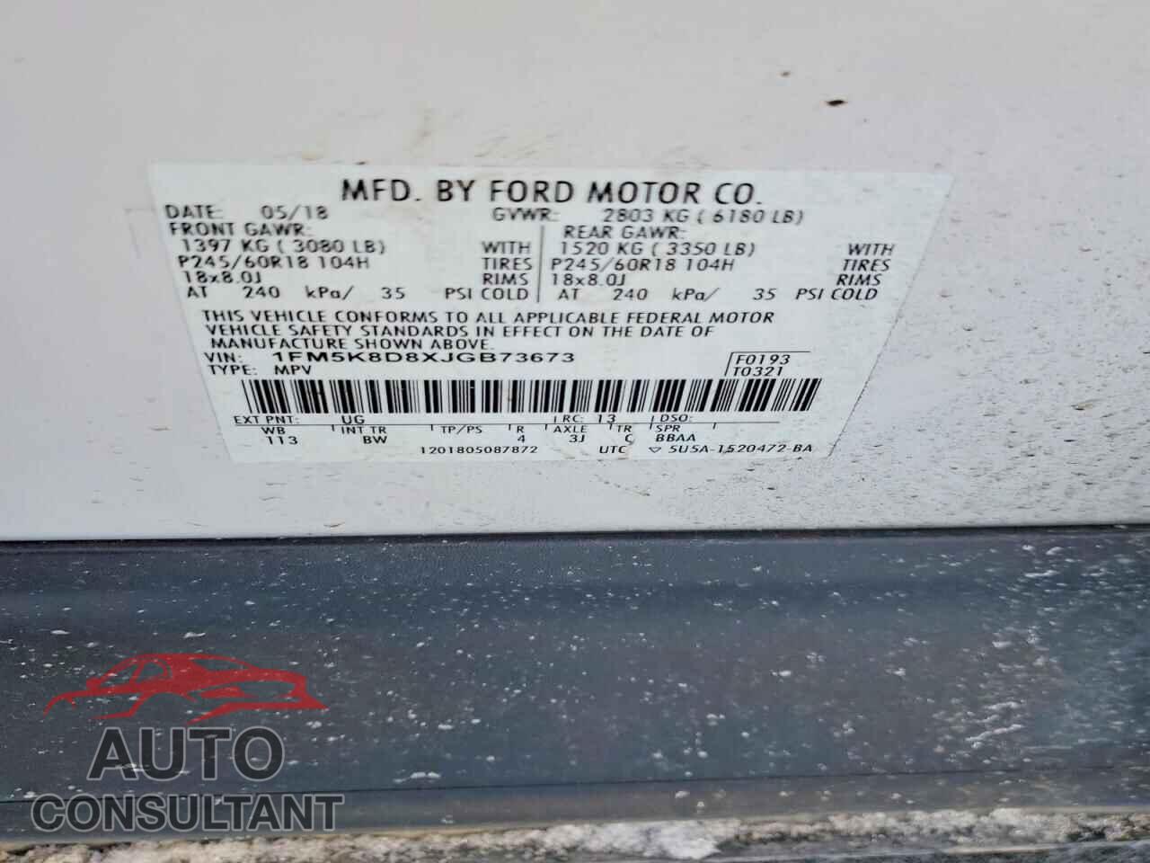 FORD EXPLORER 2018 - 1FM5K8D8XJGB73673