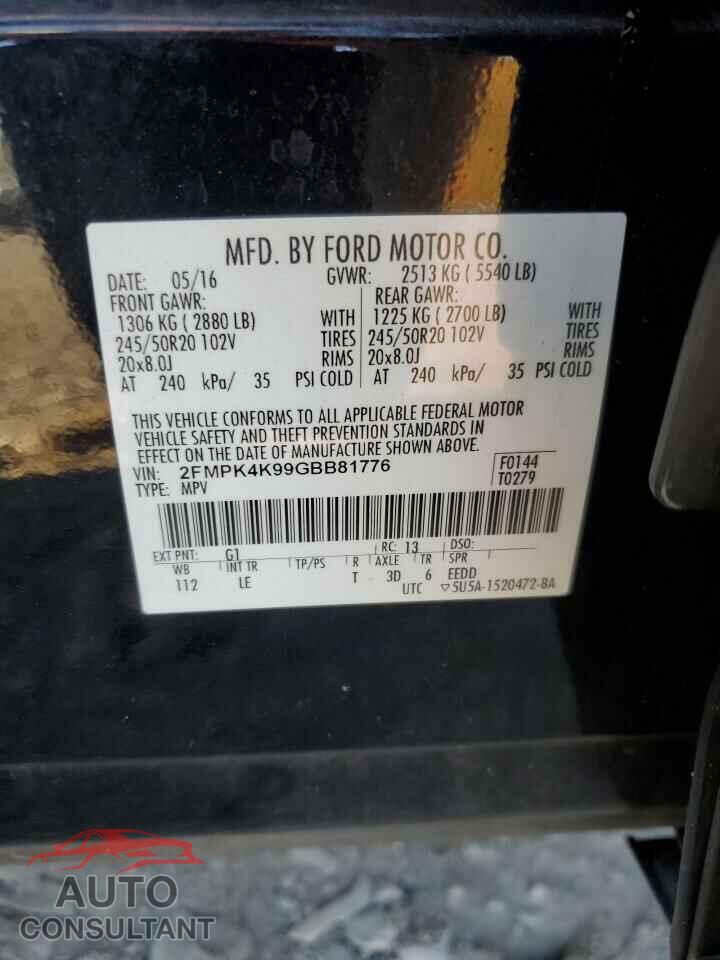 FORD EDGE 2016 - 2FMPK4K99GBB81776