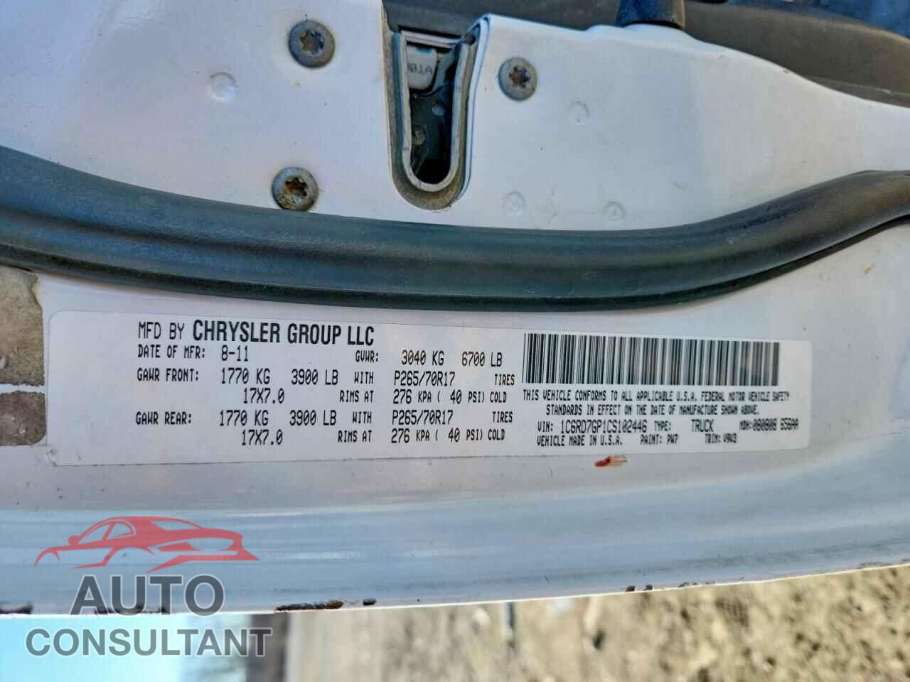 DODGE RAM 1500 2012 - 1C6RD7GP1CS102446