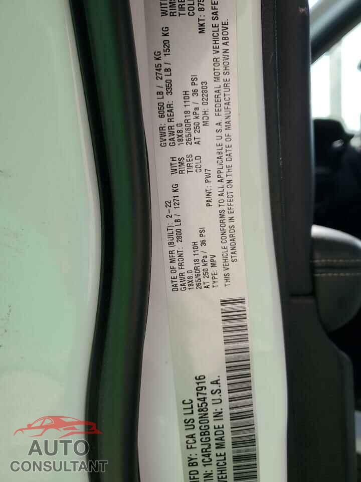 JEEP GRAND CHER 2022 - 1C4RJGBG0N8547916