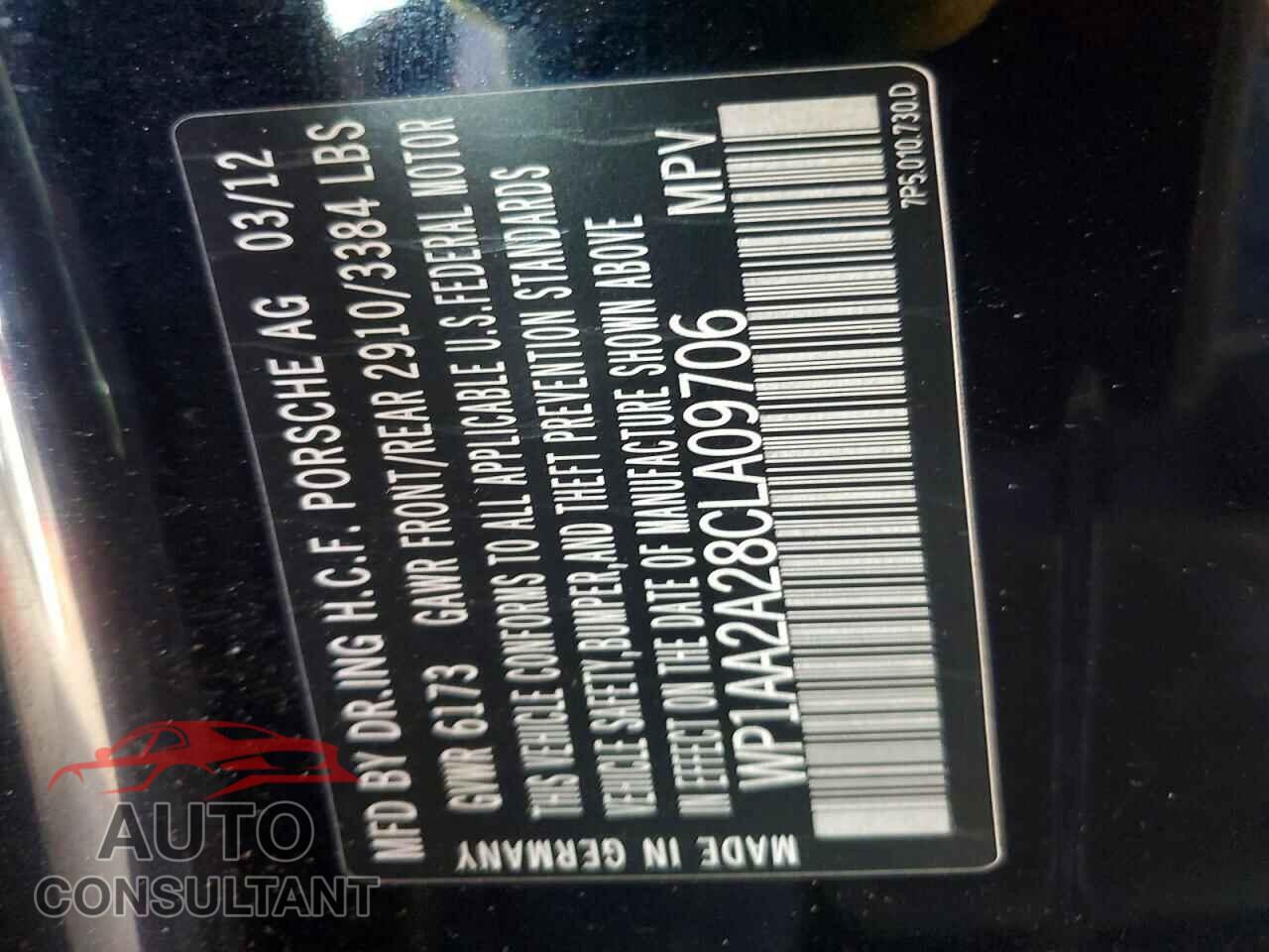 PORSCHE CAYENNE 2012 - WP1AA2A28CLA09706