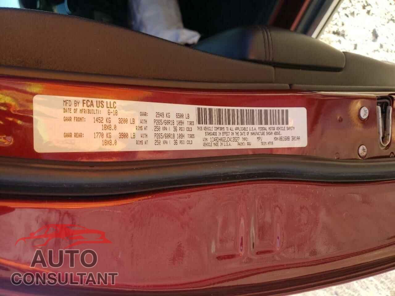 DODGE DURANGO 2018 - 1C4RDHAG2JC413527