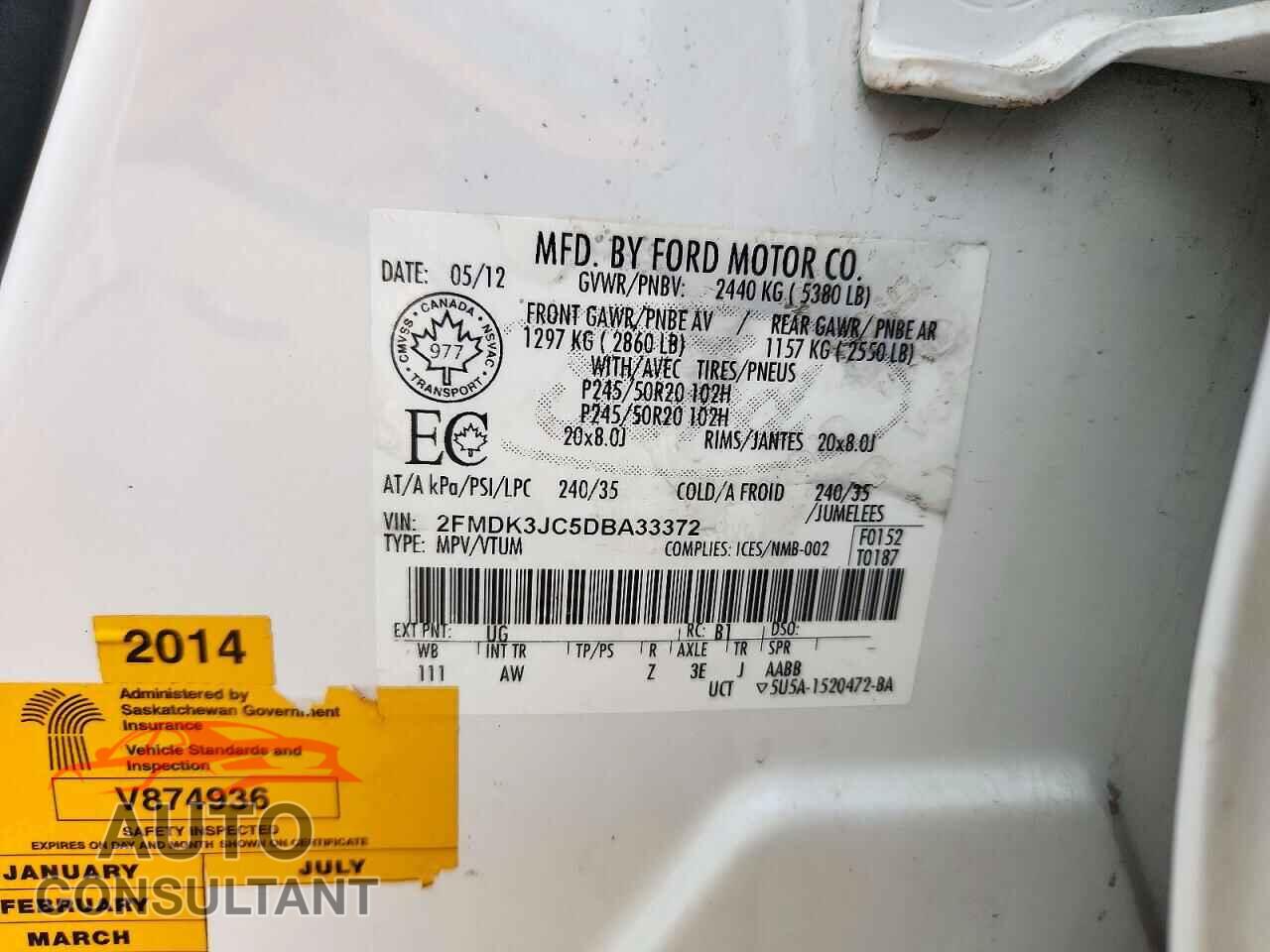 FORD EDGE 2013 - 2FMDK3JC5DBA33372