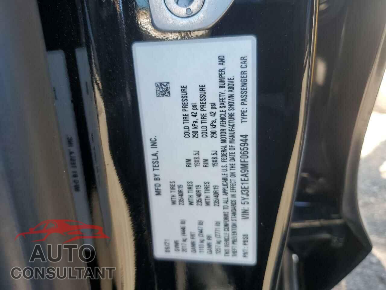 TESLA MODEL 3 2021 - 5YJ3E1EA9MF065944