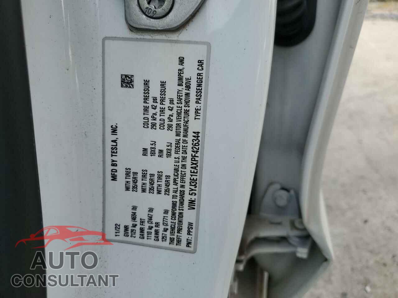 TESLA MODEL 3 2023 - 5YJ3E1EAXPF426344
