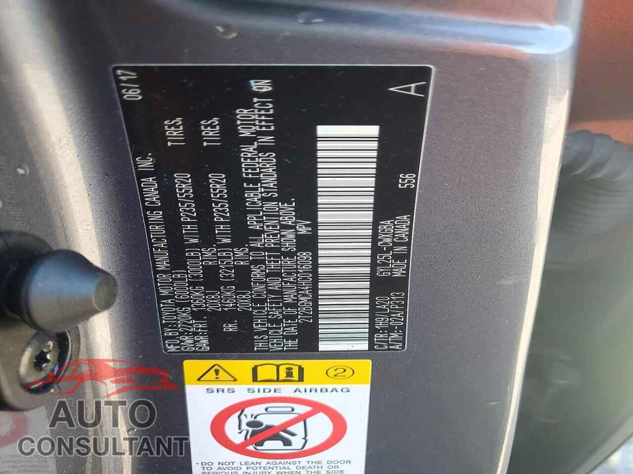 LEXUS RX450 2017 - 2T2BGMCA4HC016098