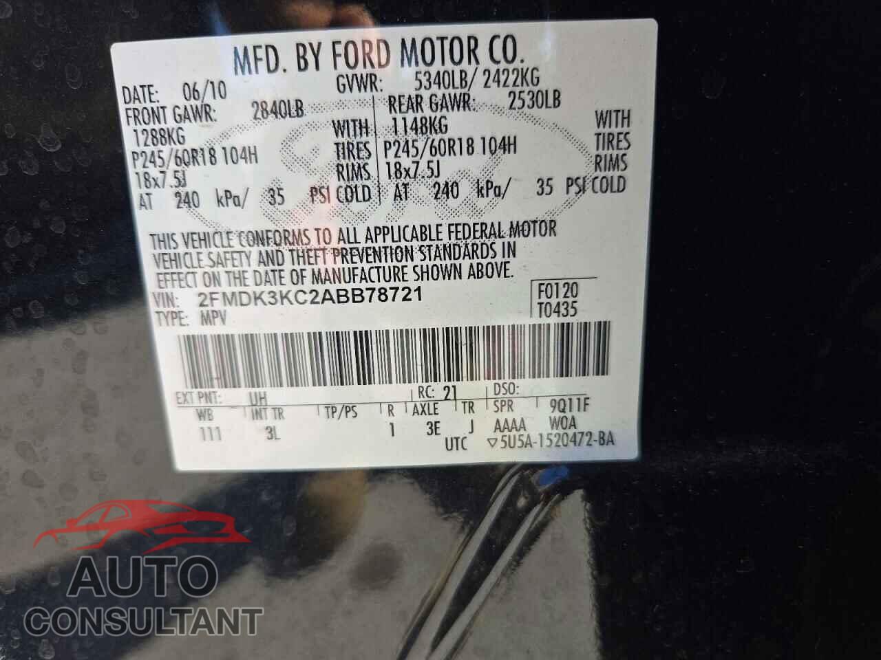 FORD EDGE 2010 - 2FMDK3KC2ABB78721