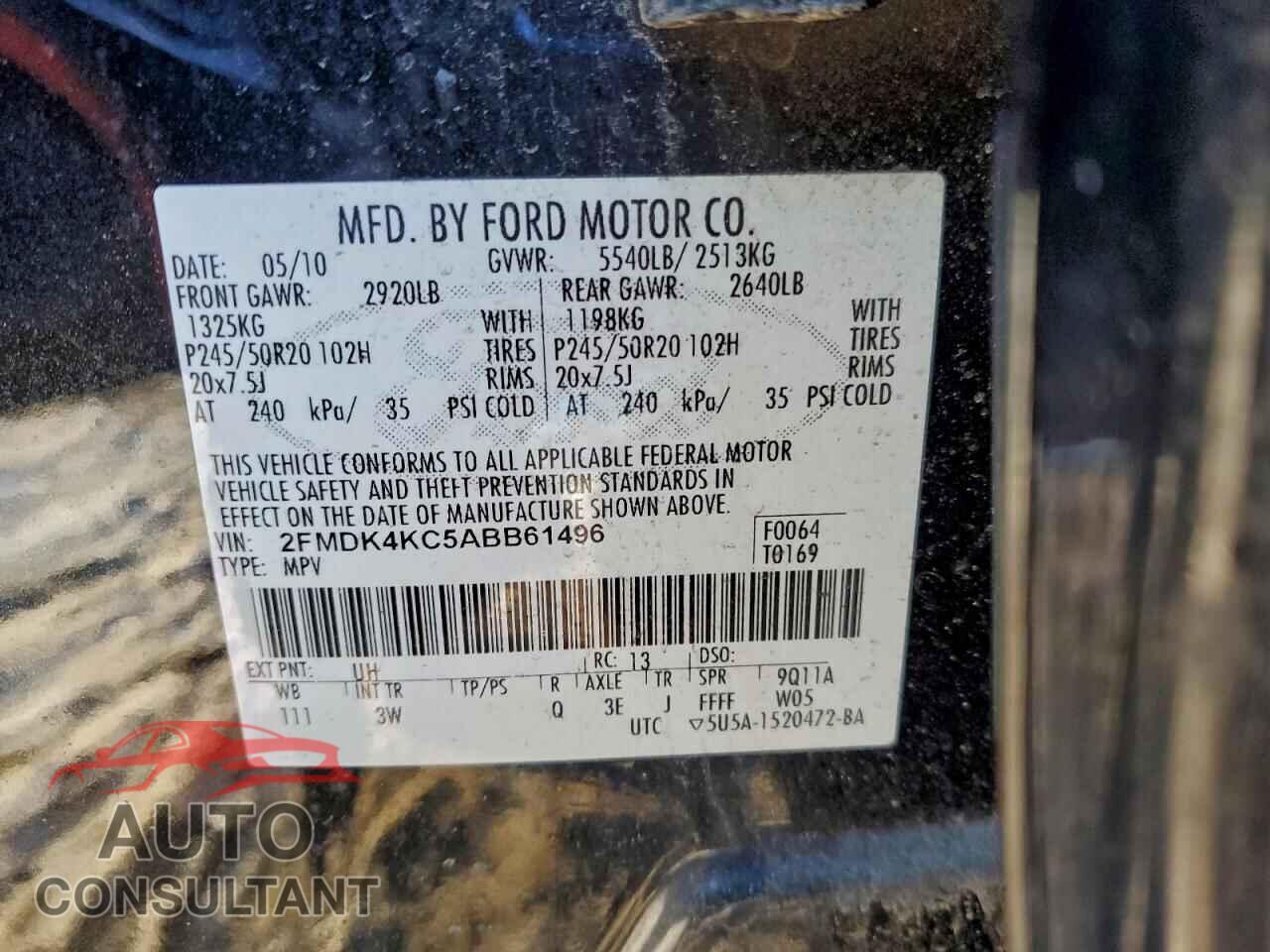 FORD EDGE 2010 - 2FMDK4KC5ABB61496