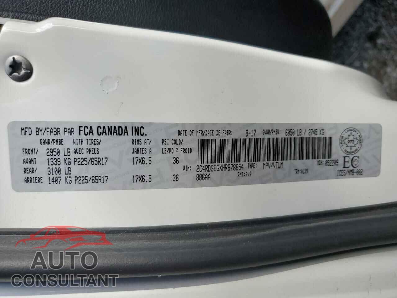 DODGE CARAVAN 2017 - 2C4RDGEGXHR878854
