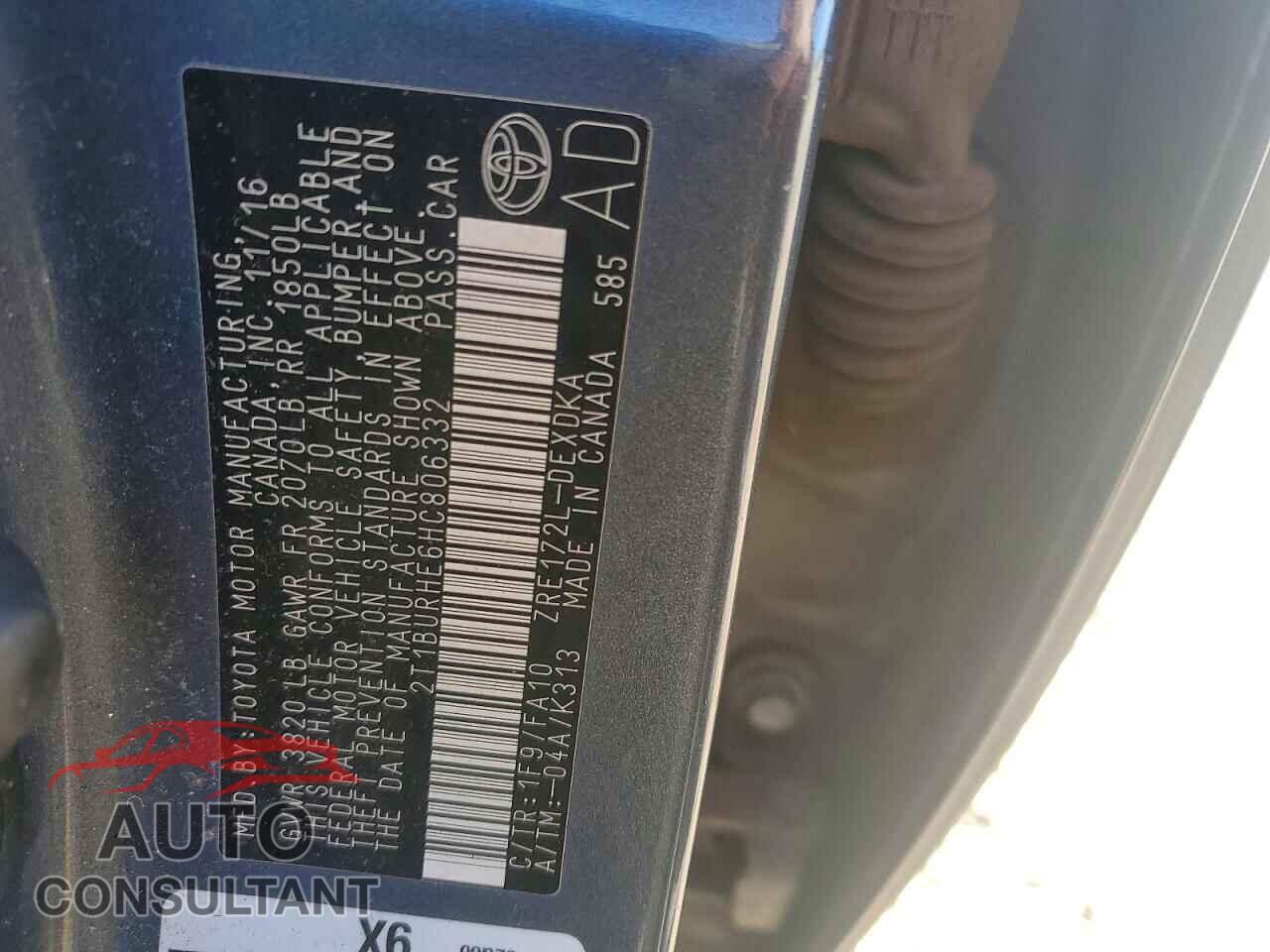 TOYOTA COROLLA 2017 - 2T1BURHE6HC806332