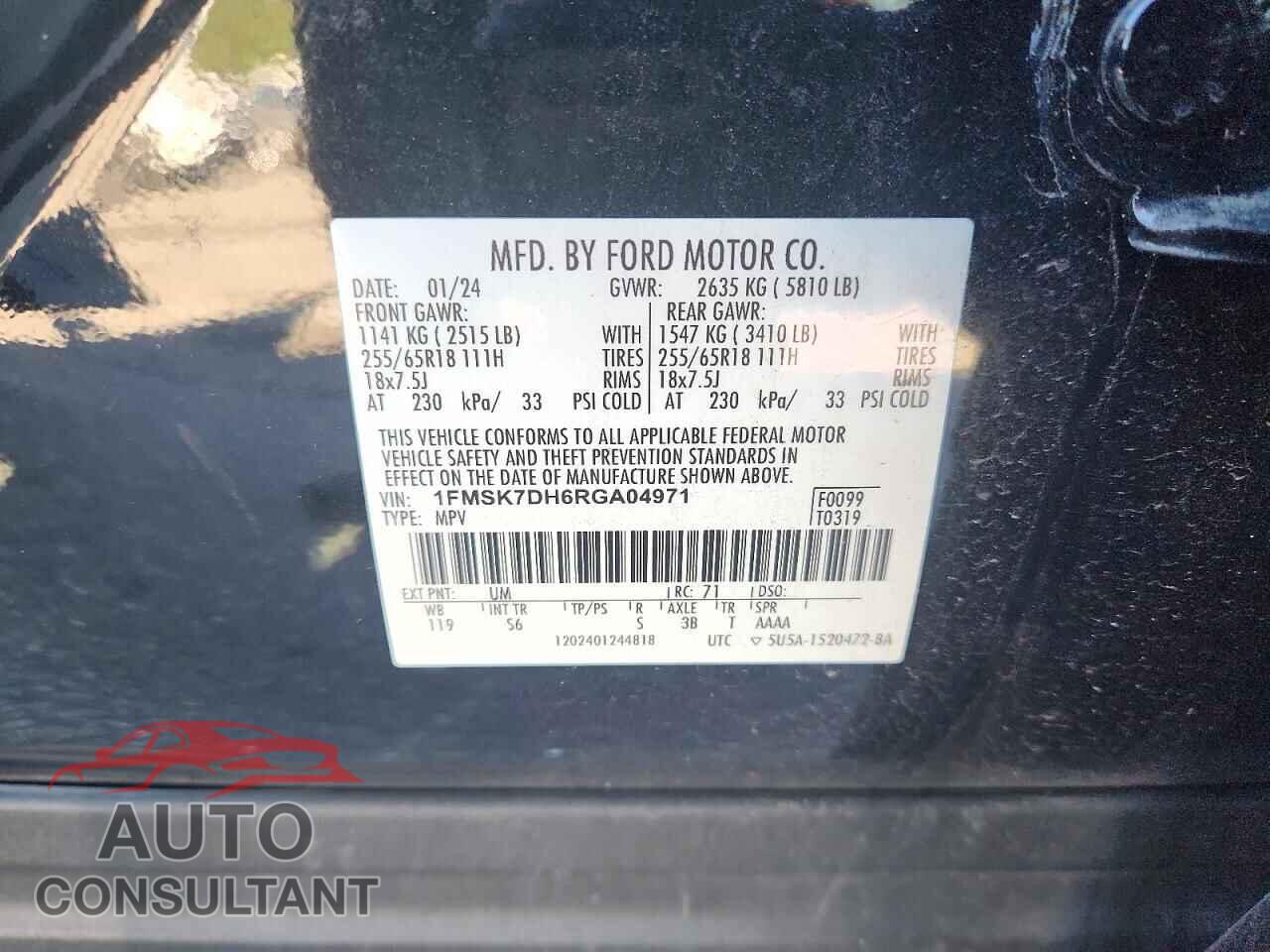 FORD EXPLORER 2024 - 1FMSK7DH6RGA04971