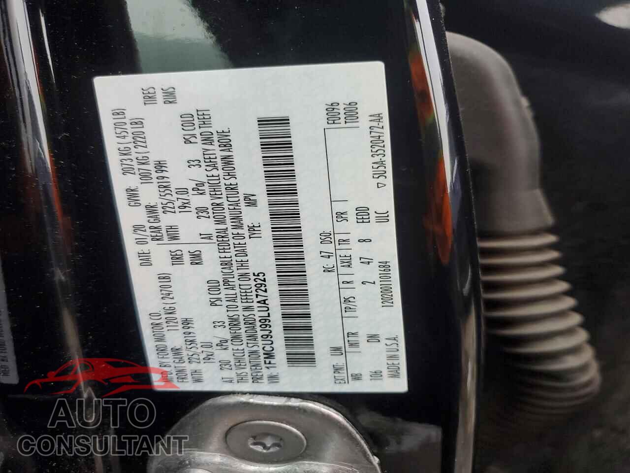 FORD ESCAPE 2020 - 1FMCU9J99LUA72925