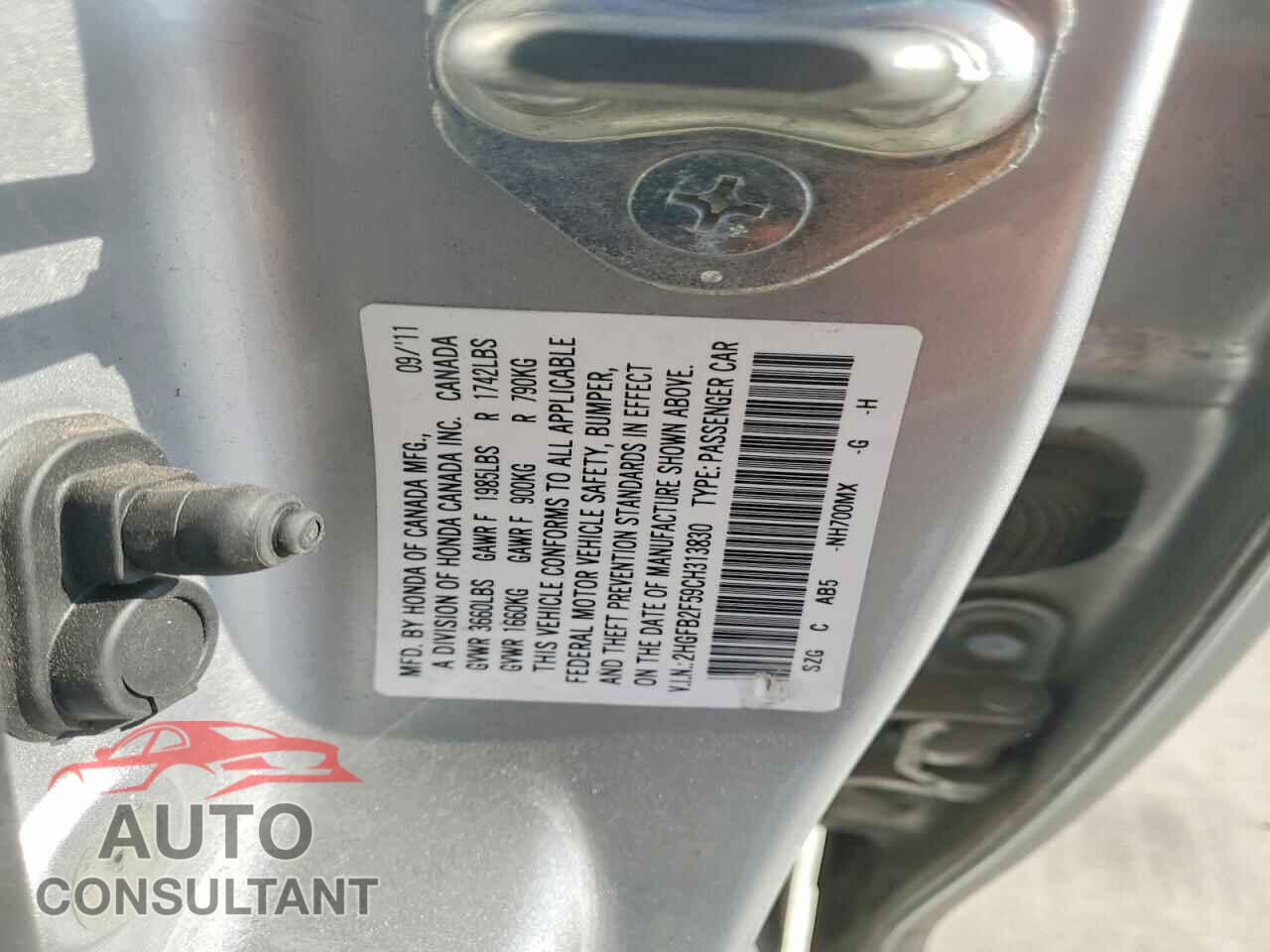 HONDA CIVIC 2012 - 2HGFB2F59CH313830