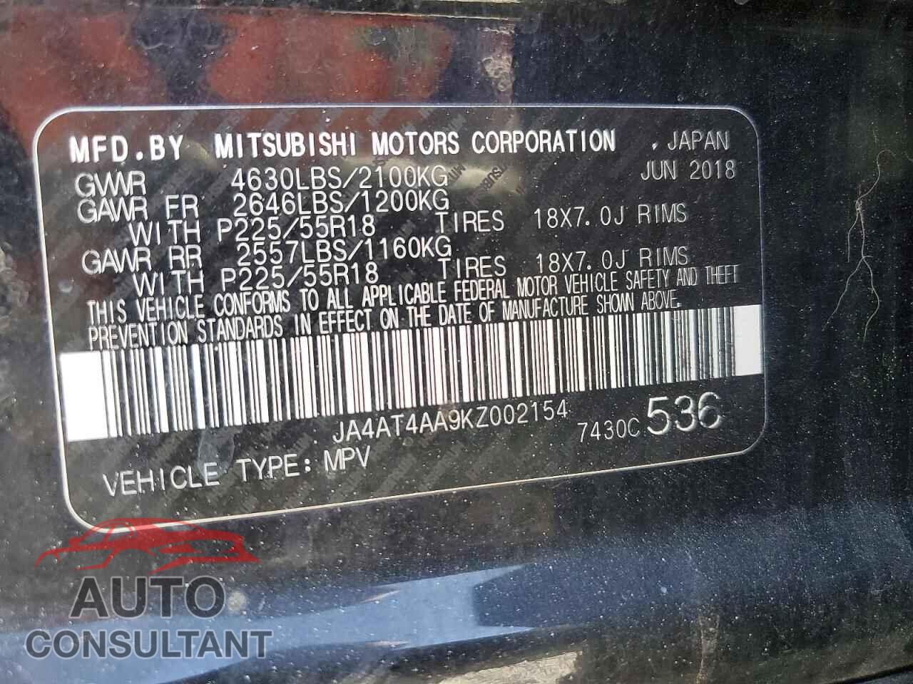 MITSUBISHI ECLIPSE 2019 - JA4AT4AA9KZ002154
