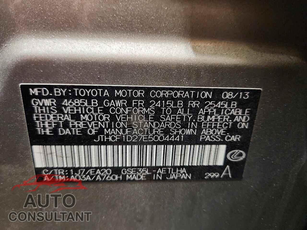 LEXUS IS 2014 - JTHCF1D27E5004441