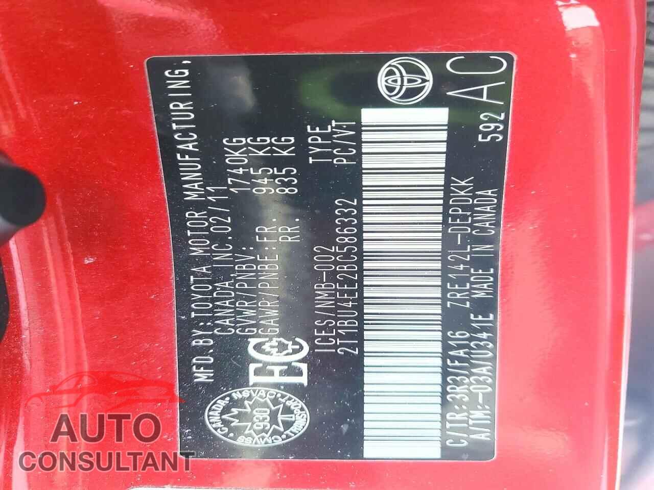 TOYOTA COROLLA 2011 - 2T1BU4EE2BC586332