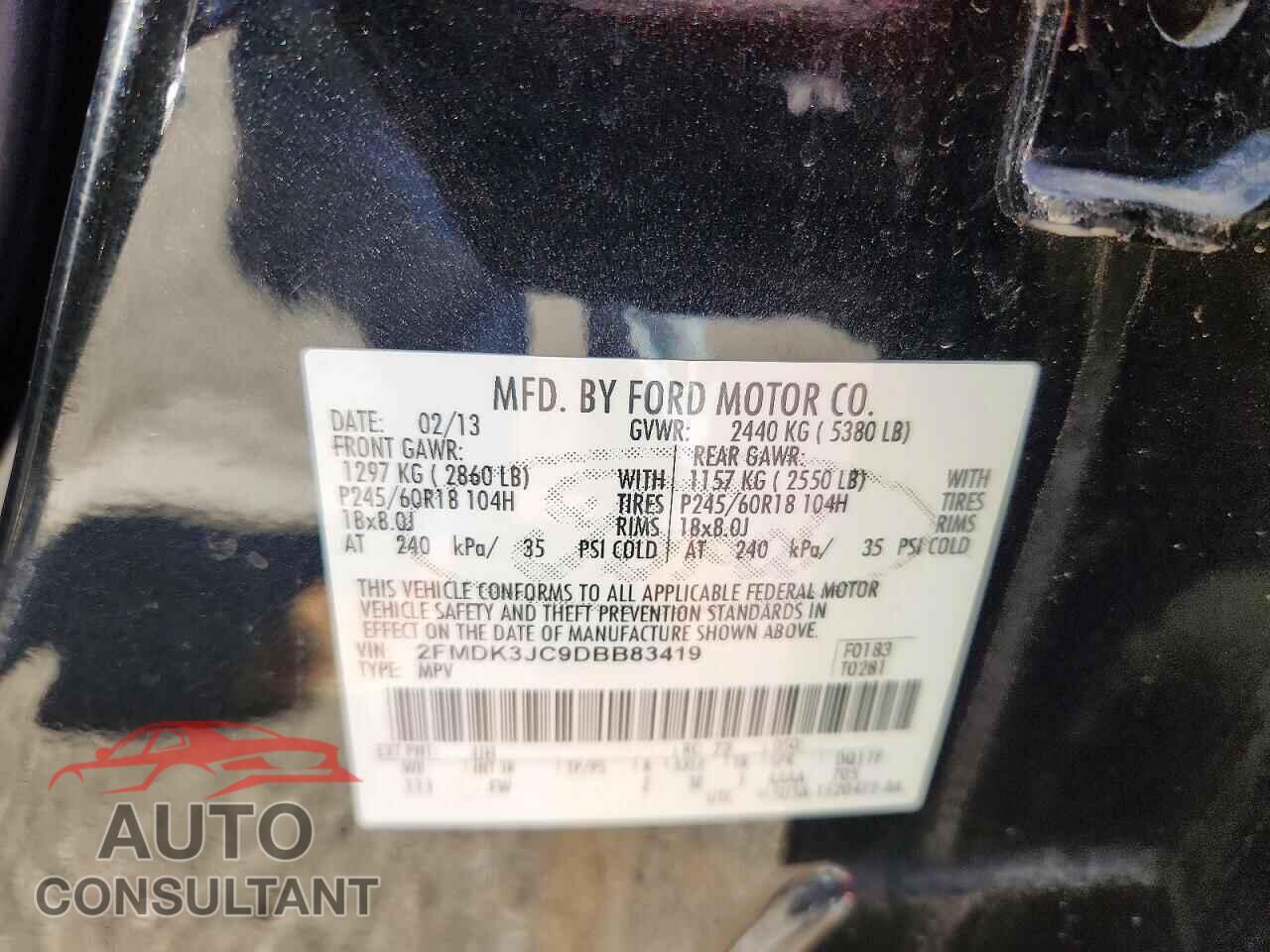 FORD EDGE 2013 - 2FMDK3JC9DBB83419
