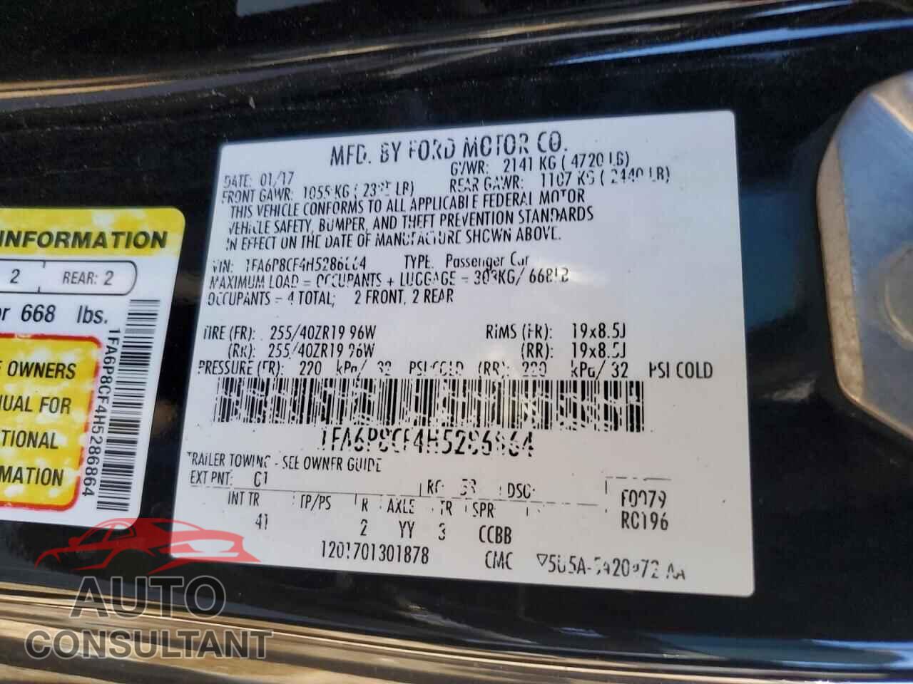 FORD MUSTANG 2017 - 1FA6P8CF4H5286864