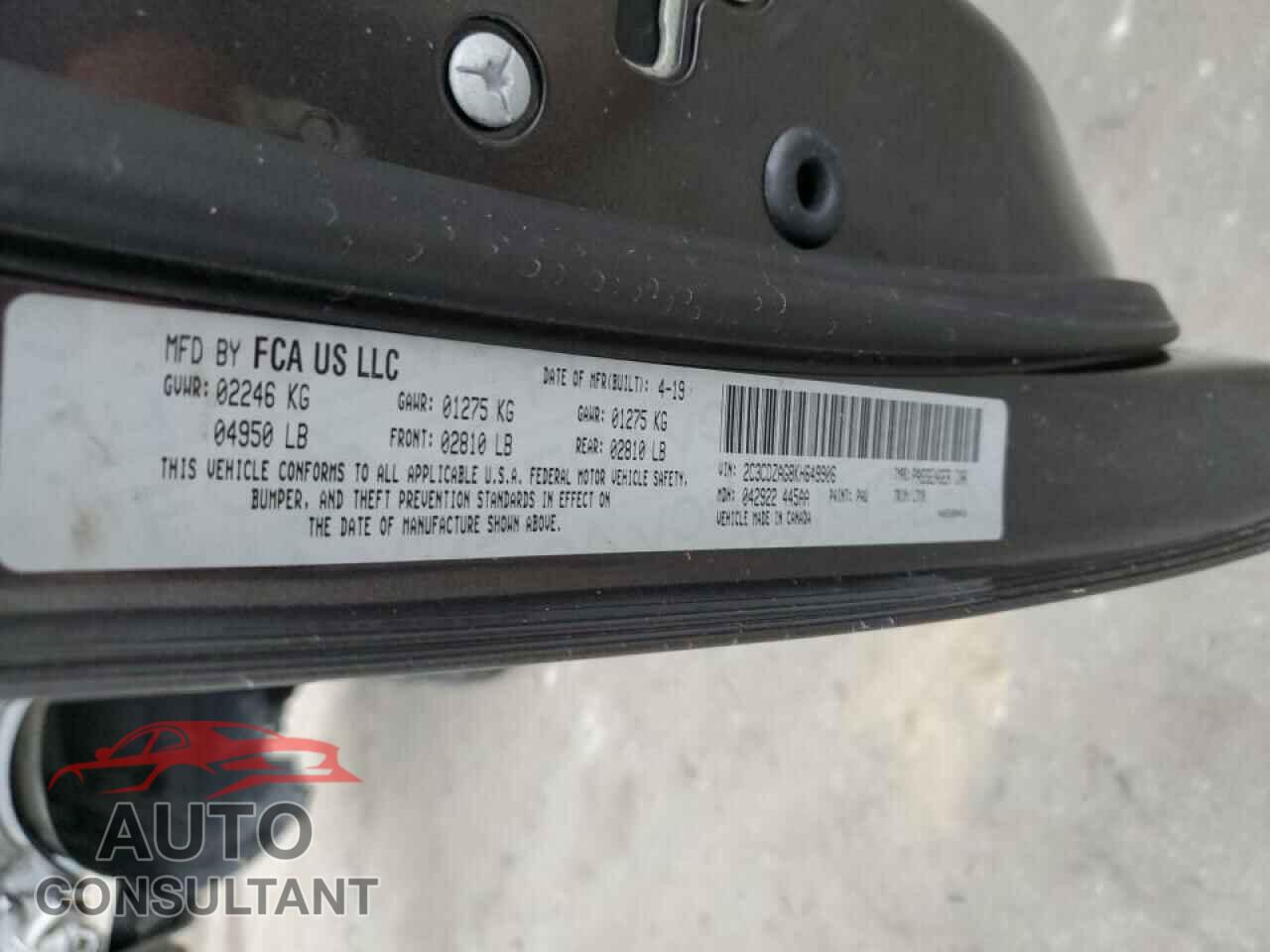 DODGE CHALLENGER 2019 - 2C3CDZAG8KH649906