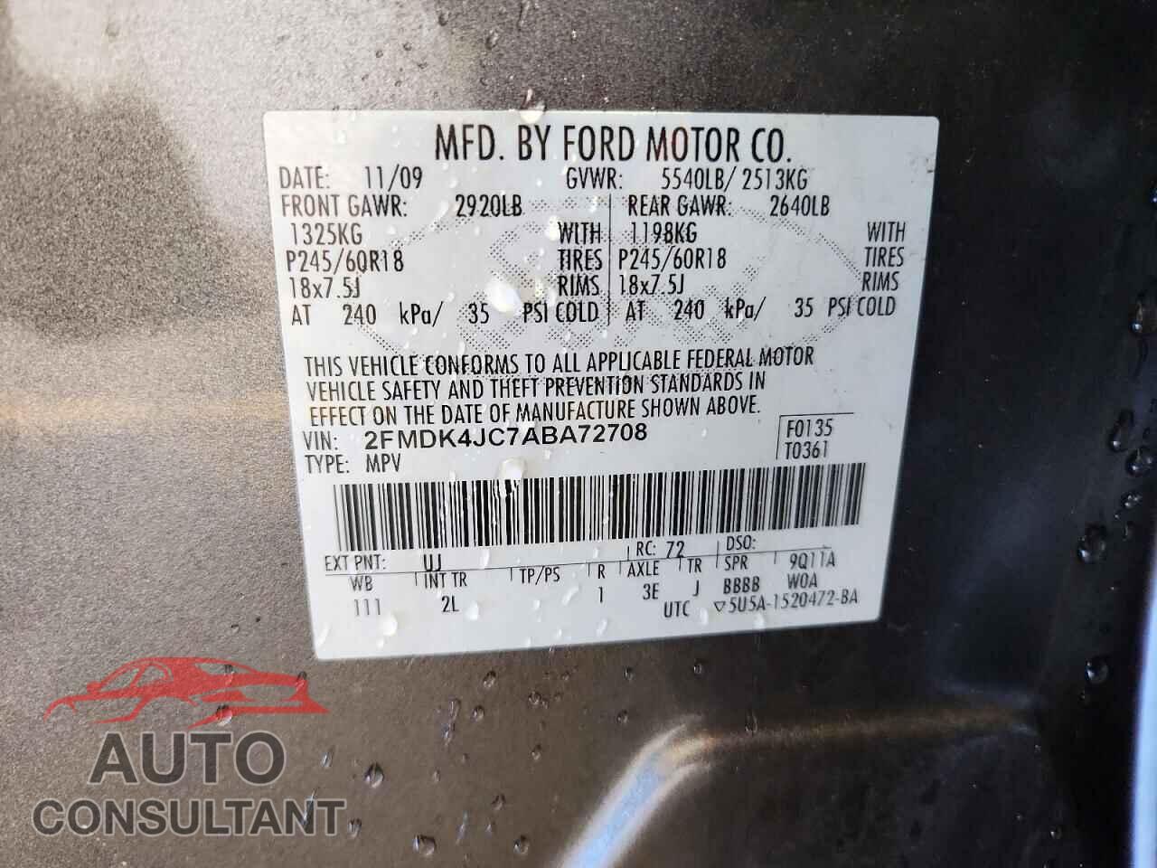 FORD EDGE 2010 - 2FMDK4JC7ABA72708