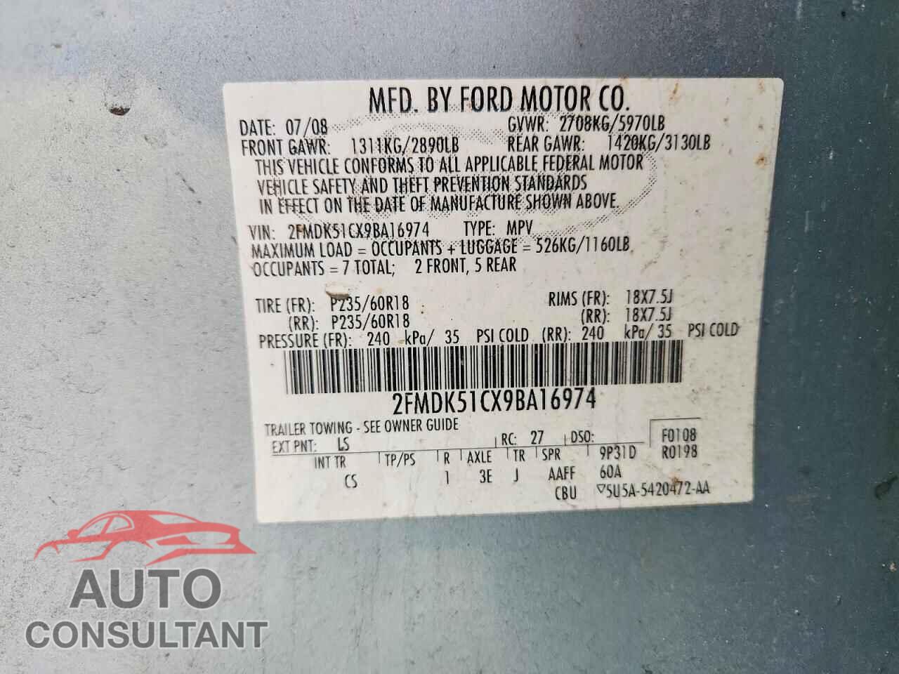 FORD FLEX 2009 - 2FMDK51CX9BA16974