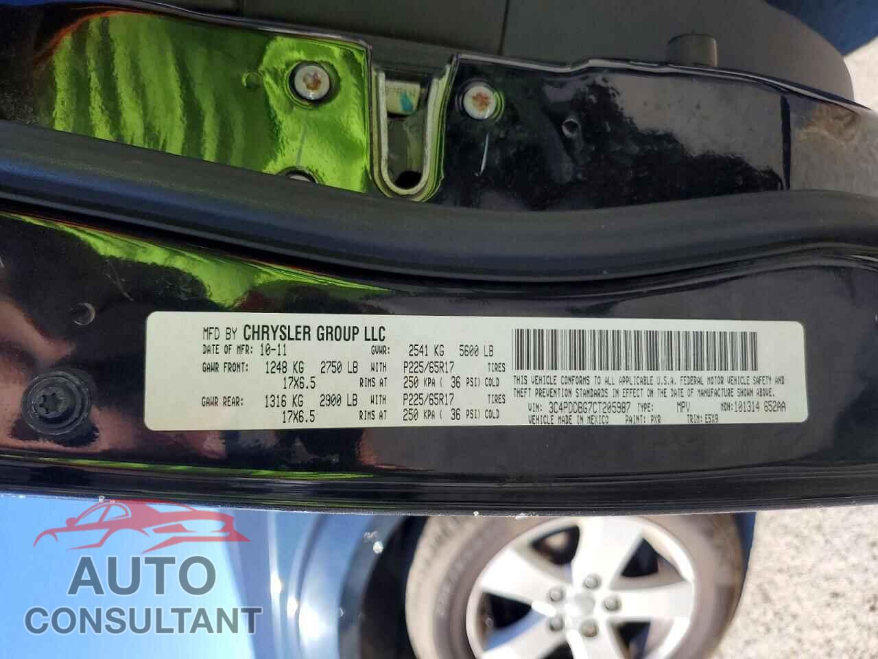 DODGE JOURNEY 2012 - 3C4PDDBG7CT205987