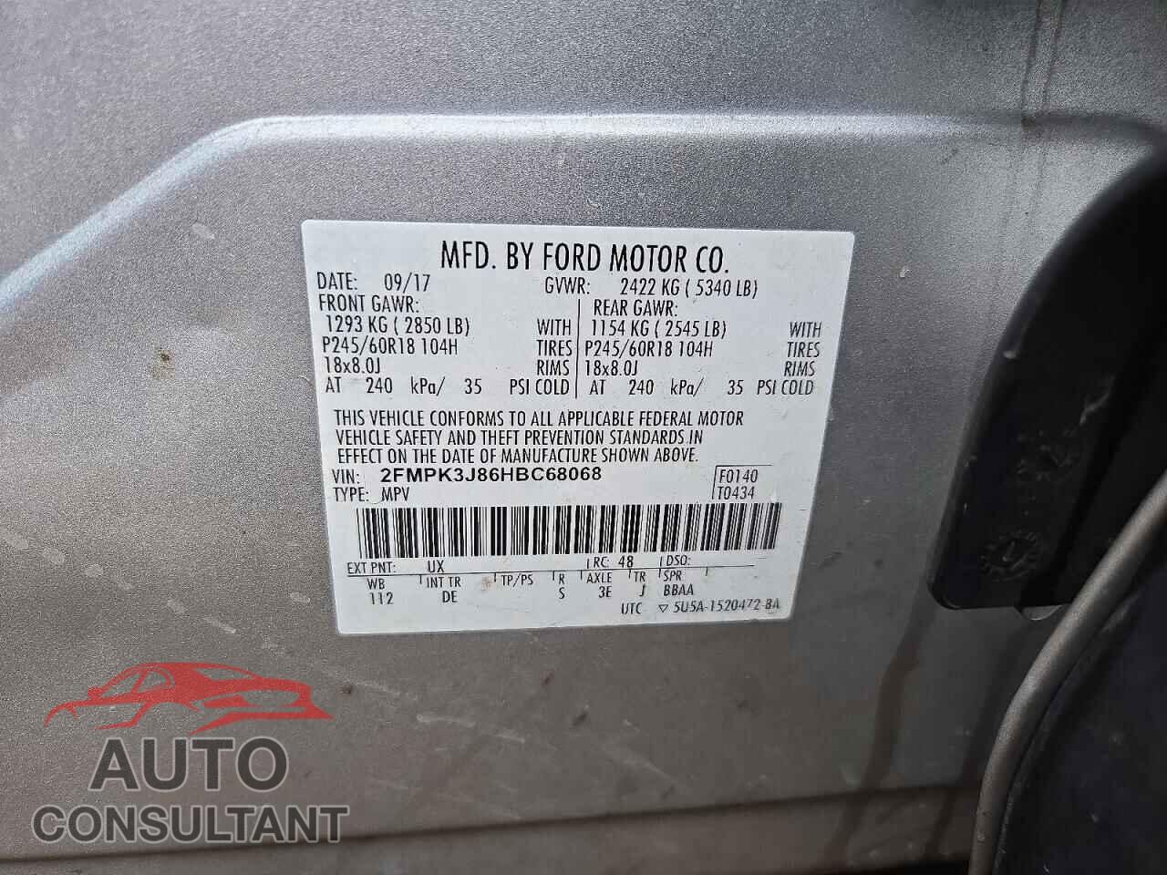 FORD EDGE 2017 - 2FMPK3J86HBC68068