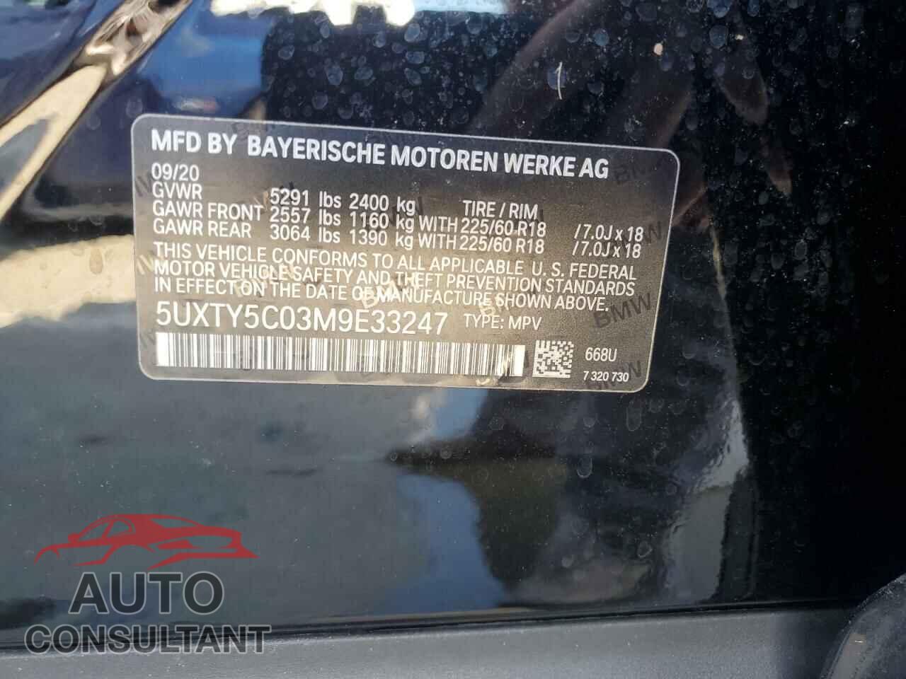 BMW X3 2021 - 5UXTY5C03M9E33247