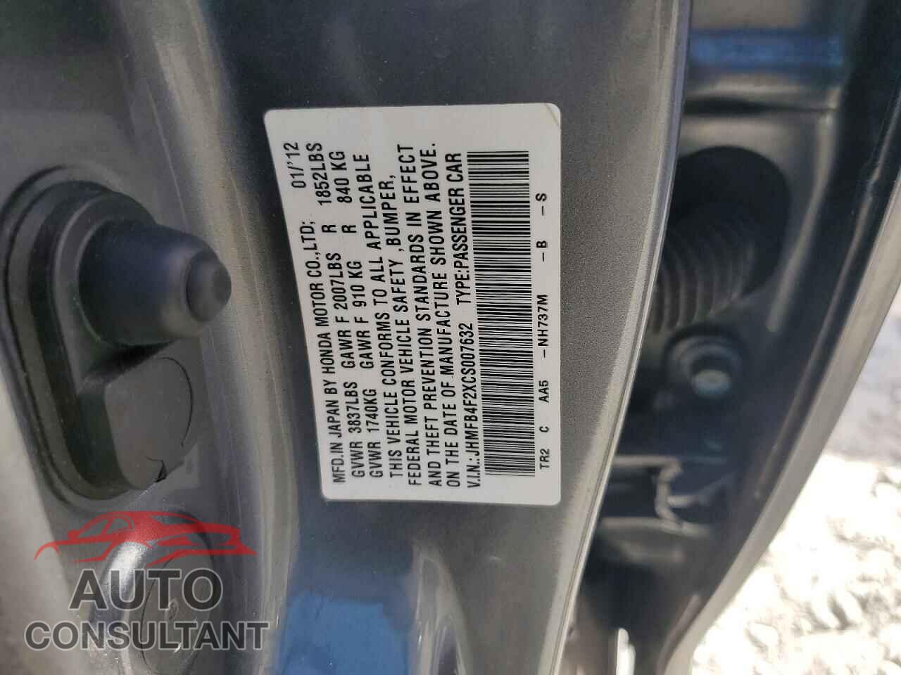 HONDA CIVIC 2012 - JHMFB4F2XCS007632