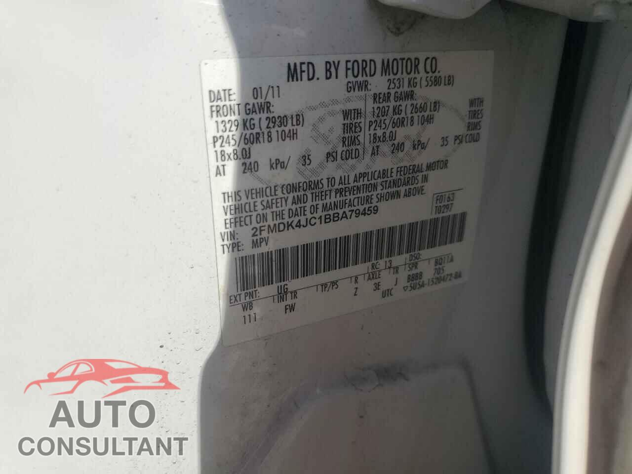 FORD EDGE 2011 - 2FMDK4JC1BBA79459