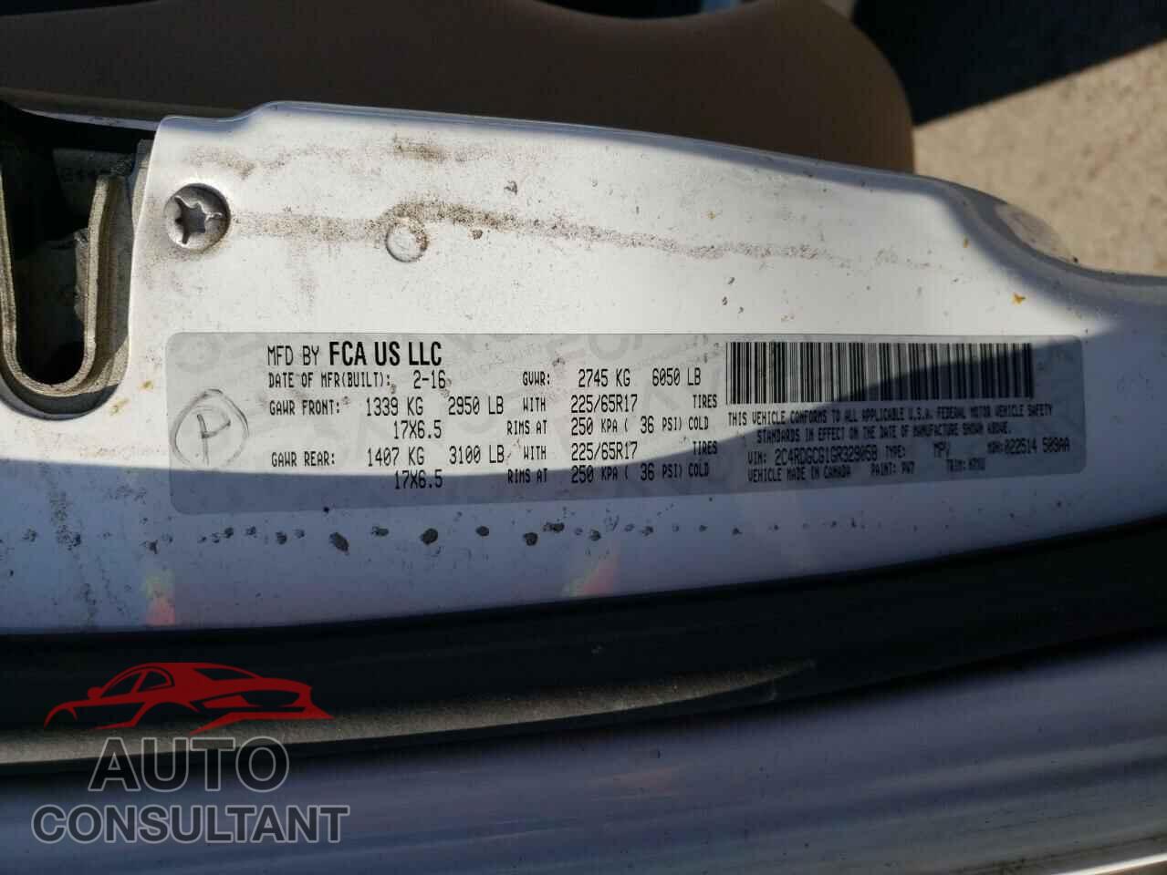 DODGE CARAVAN 2016 - 2C4RDGCG1GR329058