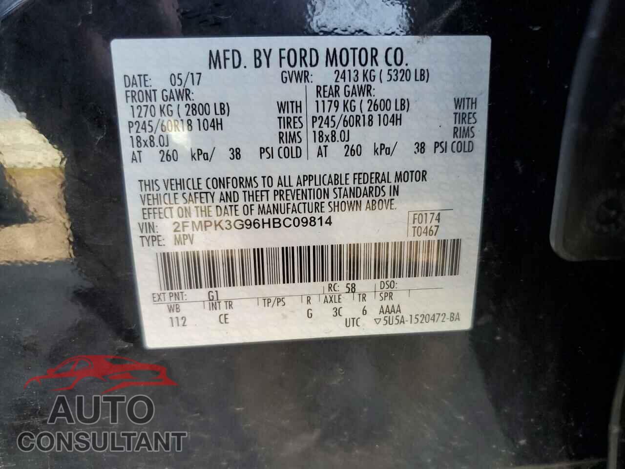 FORD EDGE 2017 - 2FMPK3G96HBC09814