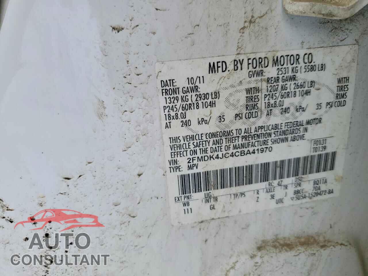 FORD EDGE 2012 - 2FMDK4JC4CBA41970