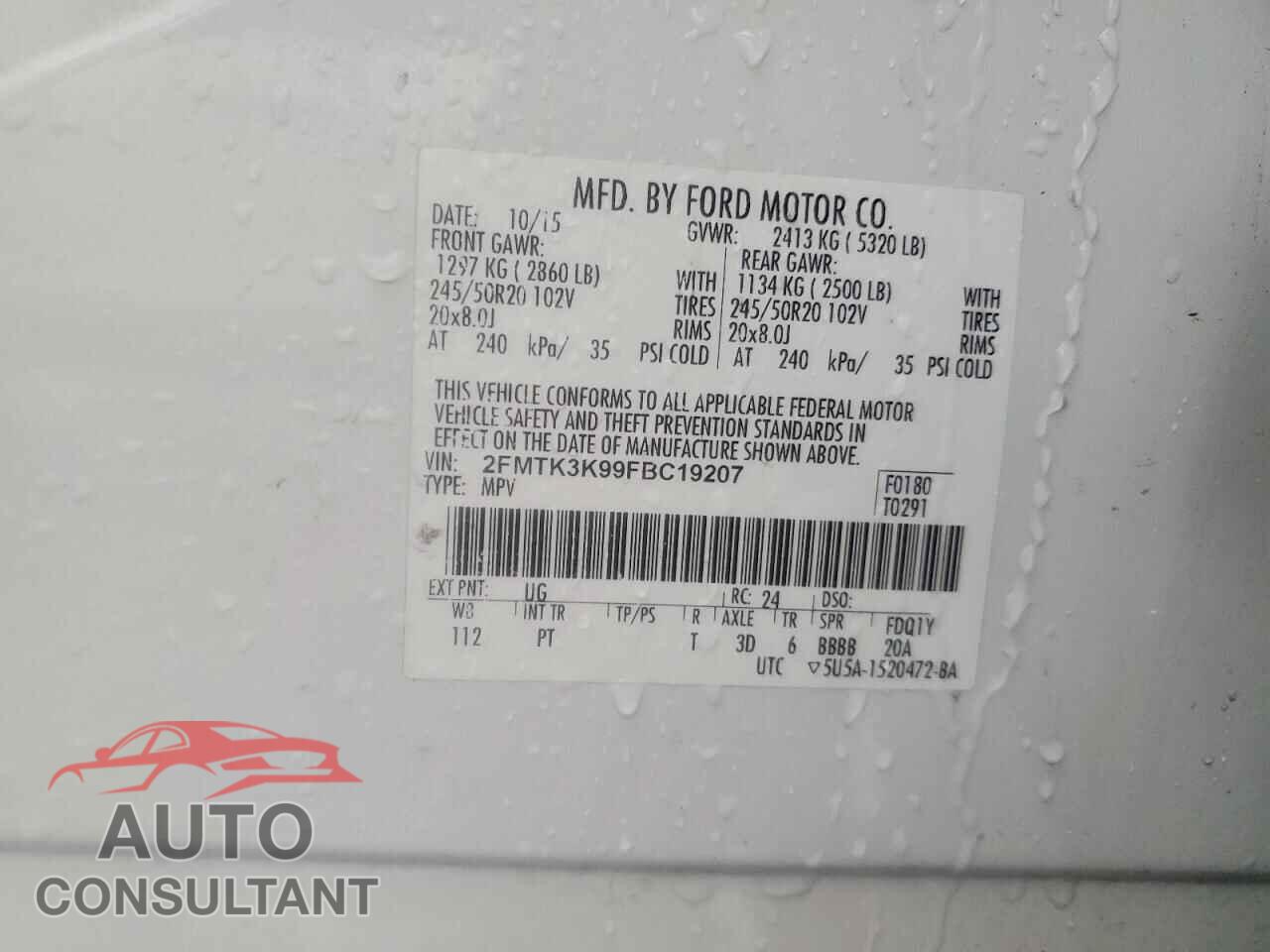 FORD EDGE 2015 - 2FMTK3K99FBC19207