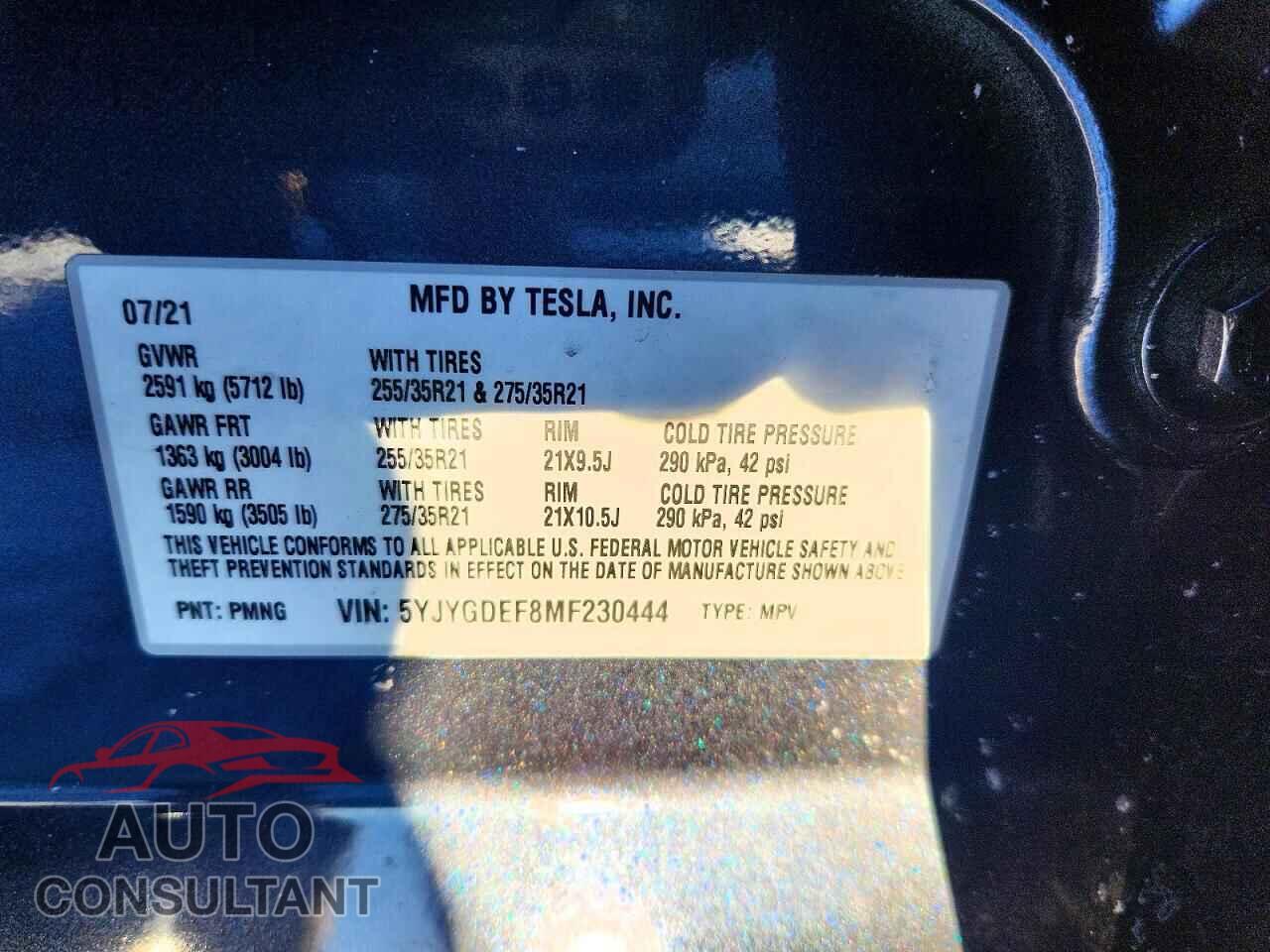 TESLA MODEL Y 2021 - 5YJYGDEF8MF230444