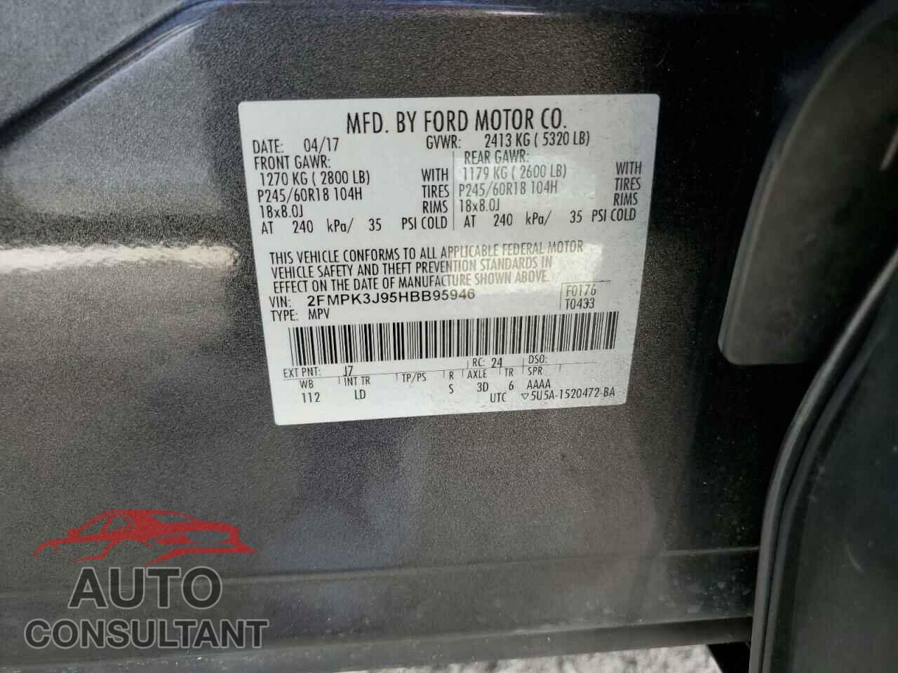 FORD EDGE 2017 - 2FMPK3J95HBB95946