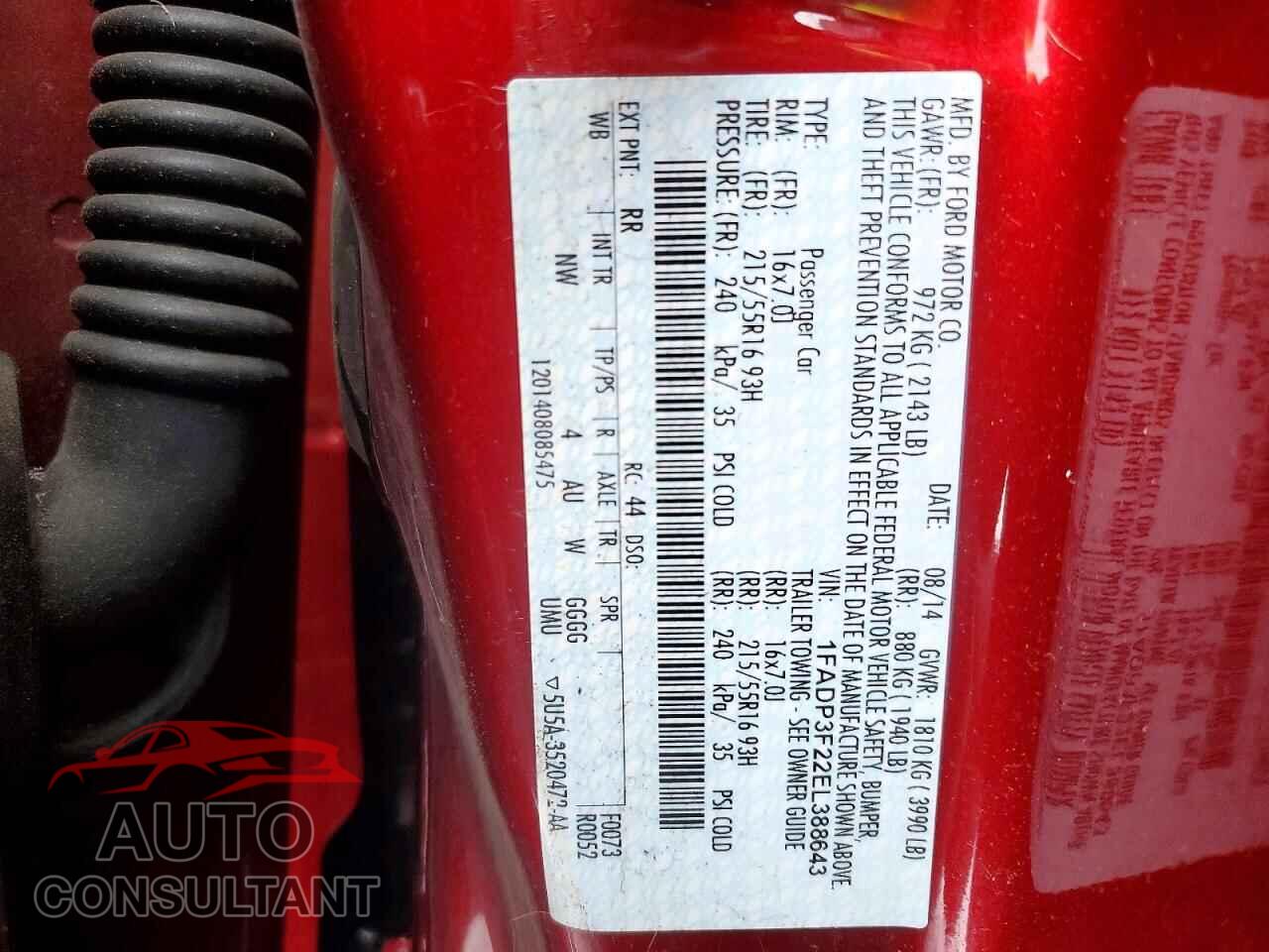 FORD FOCUS 2014 - 1FADP3F22EL388643