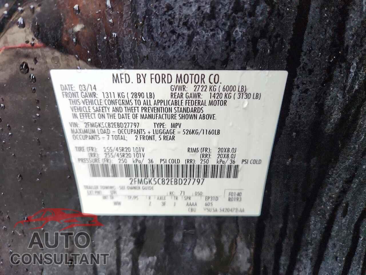 FORD FLEX 2014 - 2FMGK5C82EBD27797