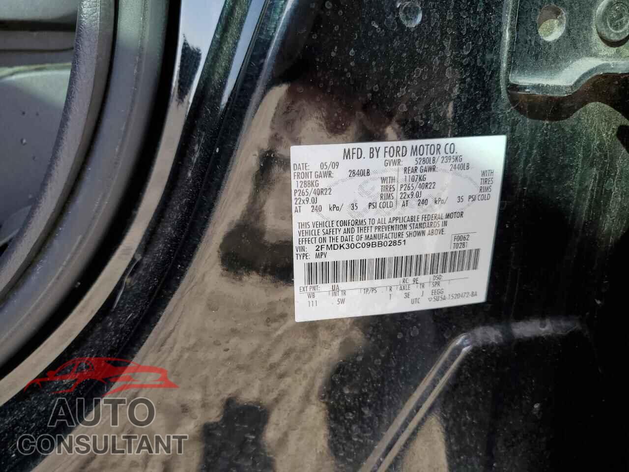FORD EDGE 2009 - 2FMDK30C09BB02851