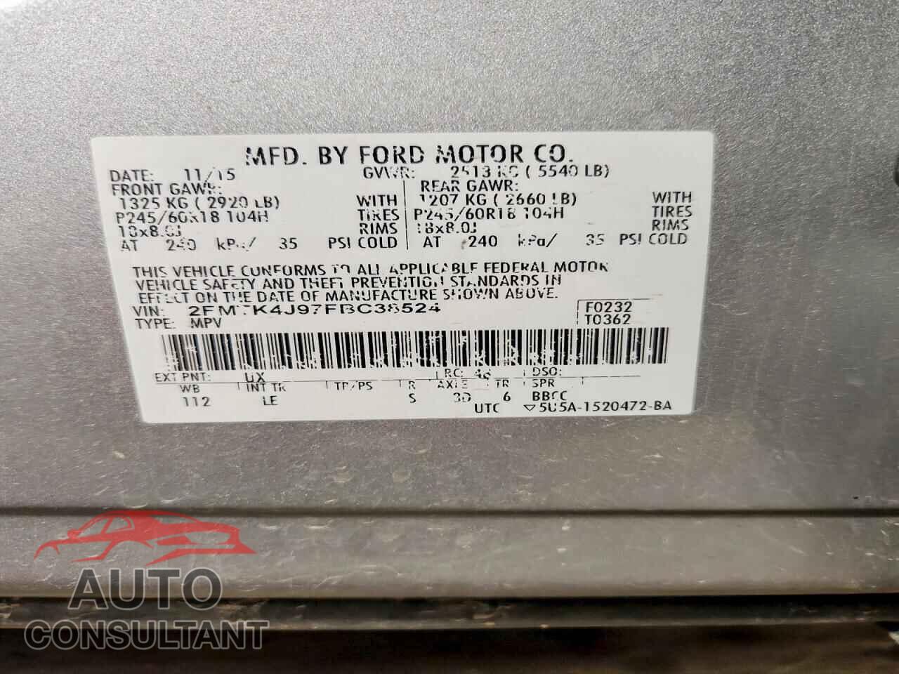 FORD EDGE 2015 - 2FMTK4J97FBC38524