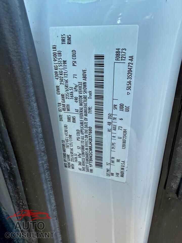 FORD TRANSIT 2018 - 1FTBW2CM8JKB37680