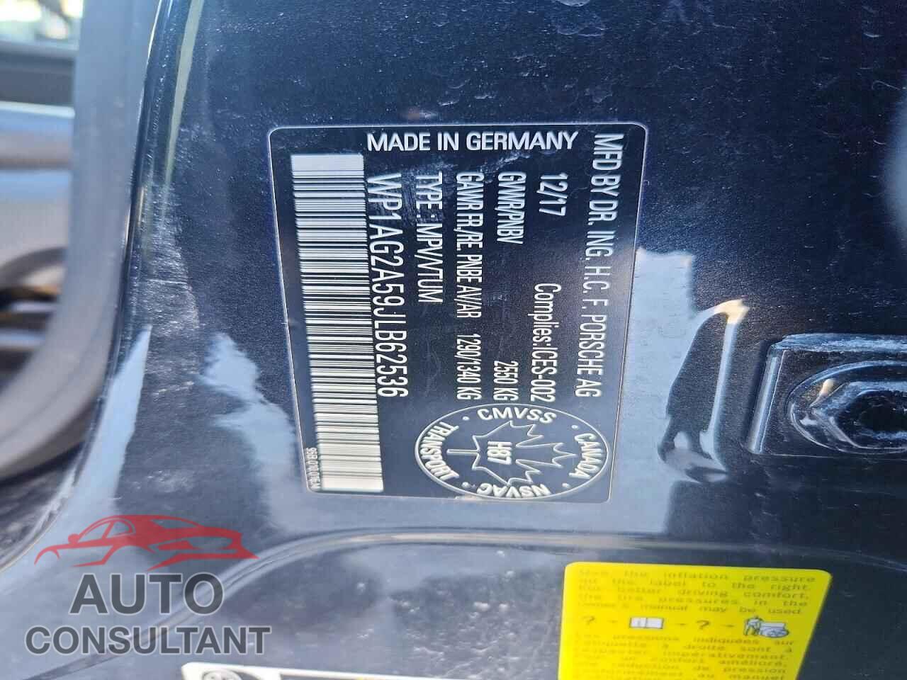 PORSCHE MACAN 2018 - WP1AG2A59JLB62536