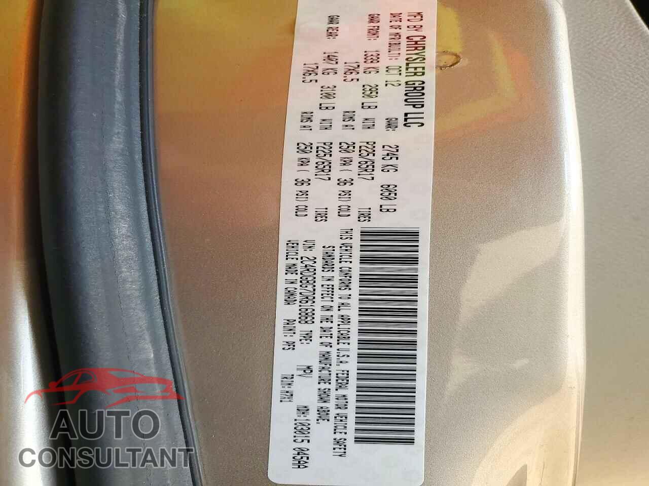 DODGE CARAVAN 2013 - 2C4RDGBG7DR616868