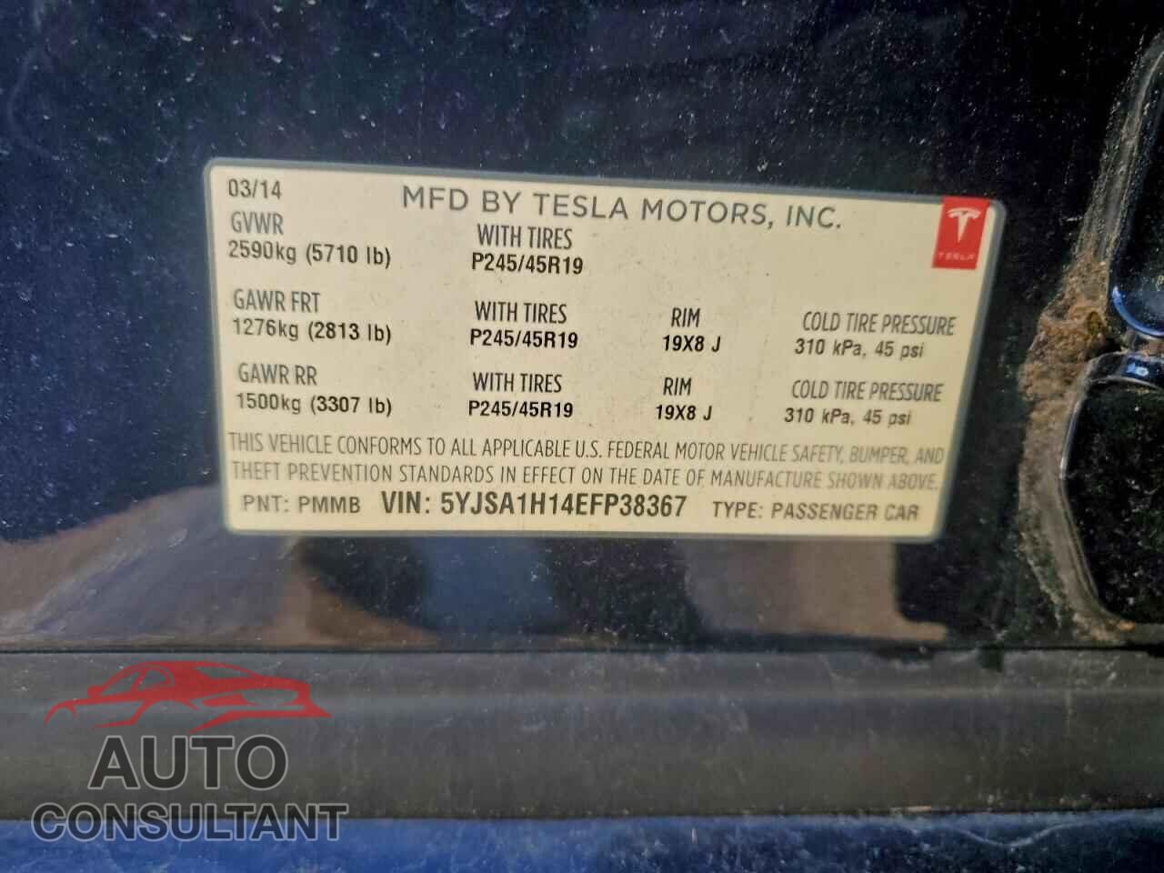 TESLA MODEL S 2014 - 5YJSA1H14EFP38367